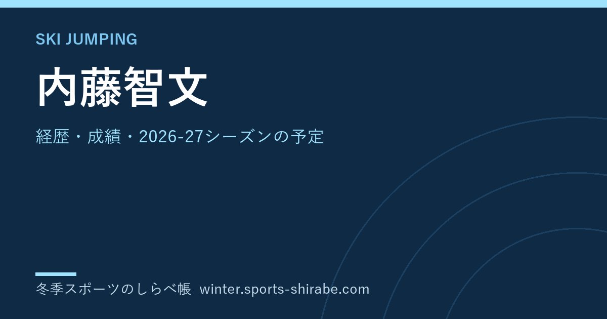 内藤智文(ないとう・ともふみ)|経歴・成績・2026-27シーズンの予定