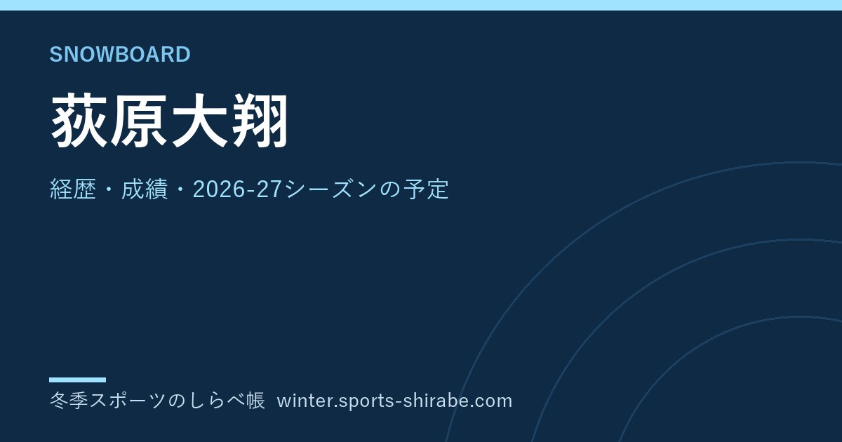 荻原大翔(おぎわら・ひろと)|経歴・成績・2026-27シーズンの予定