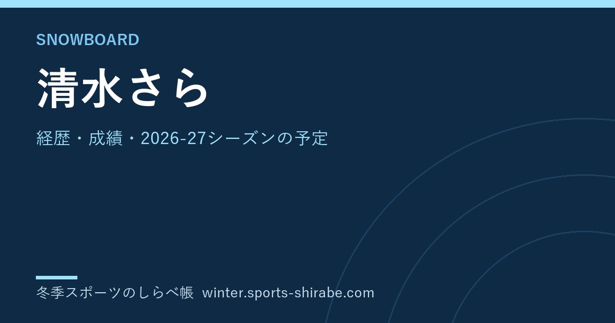 清水さら(しみず・さら)|経歴・成績・2026-27シーズンの予定