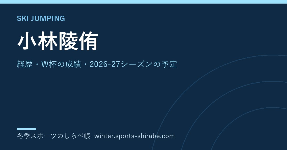 小林陵侑(こばやし・りょうゆう)|経歴・W杯の成績・2026-27シーズンの予定