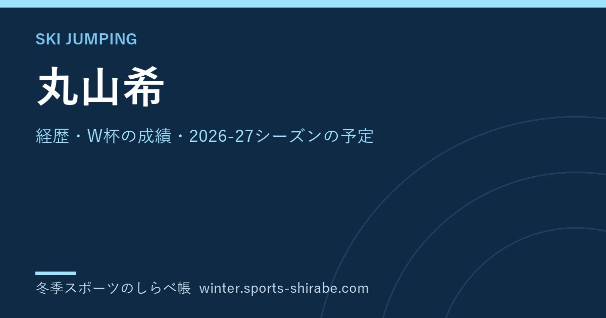 丸山希(まるやま・のぞみ)|経歴・W杯の成績・2026-27シーズンの予定