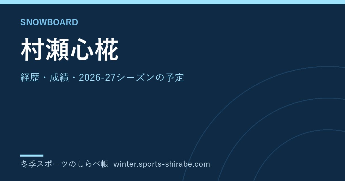 村瀬心椛(むらせ・ここも)|経歴・成績・2026-27シーズンの予定