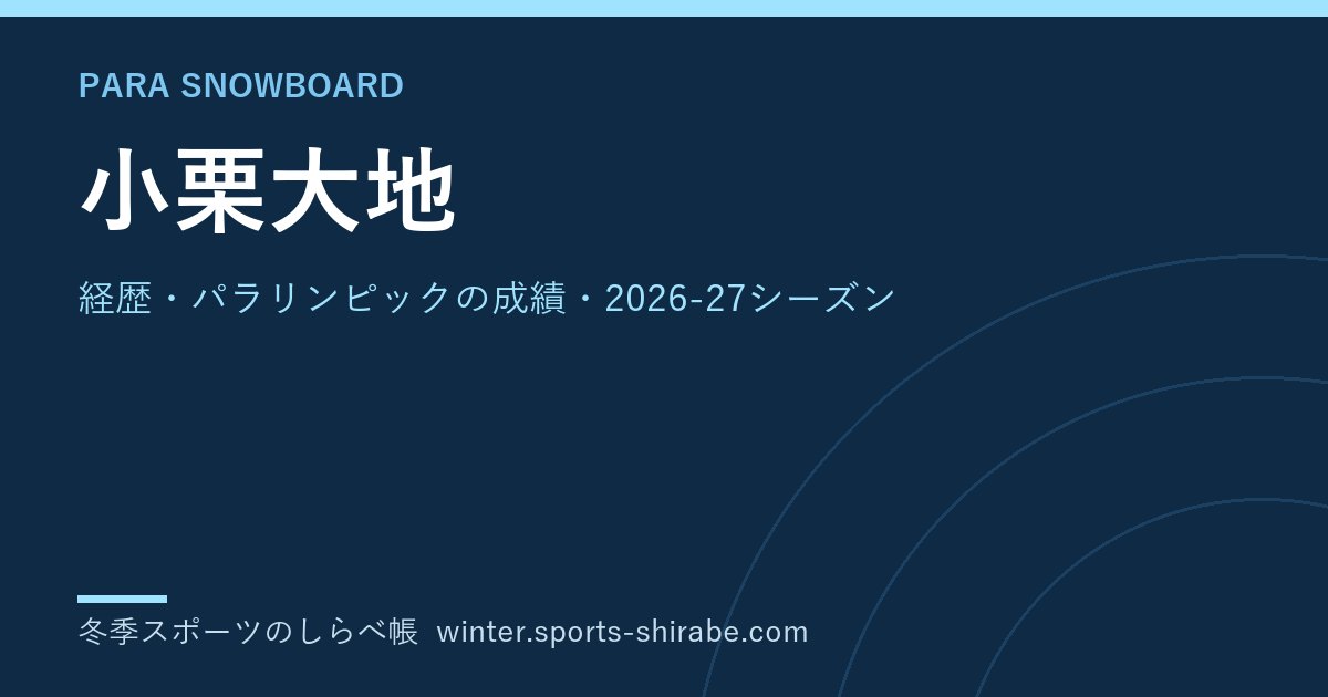 小栗大地(おぐり・だいち)|経歴・パラリンピックの成績・2026-27シーズン