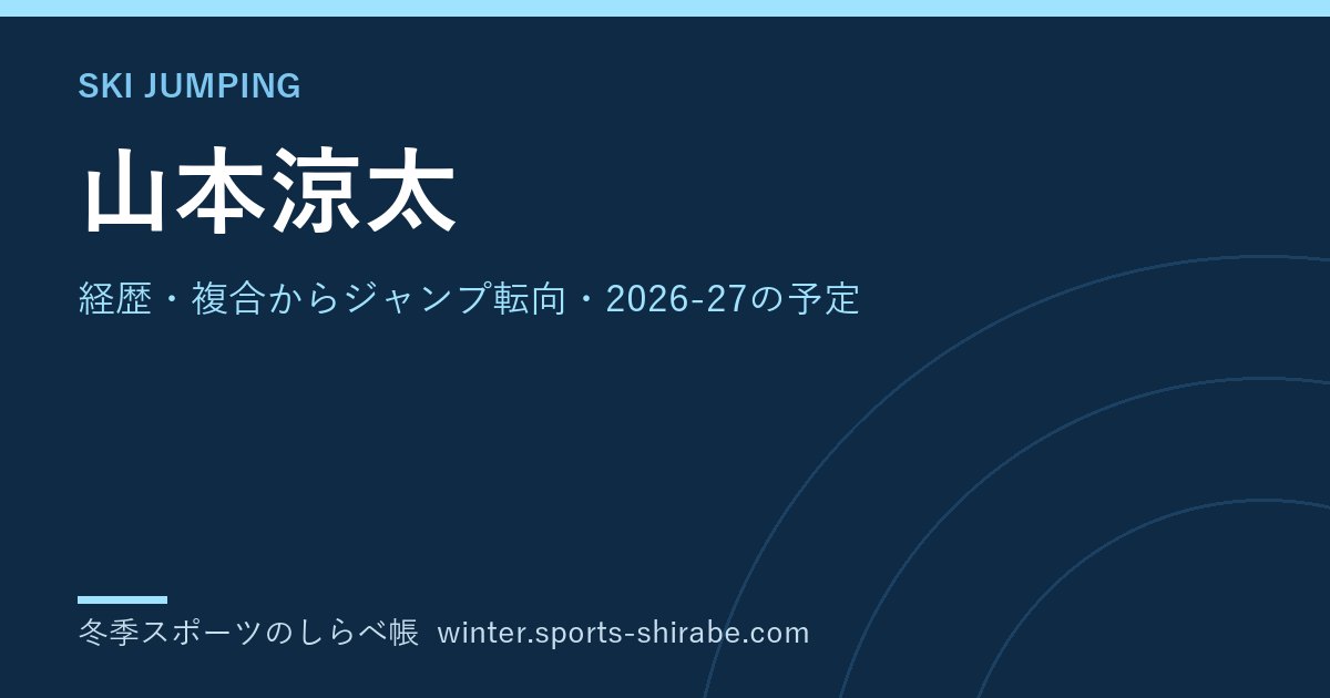 山本涼太(やまもと・りょうた)|経歴・複合からジャンプ転向・2026-27の予定